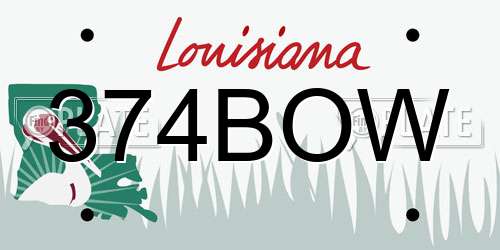 374BOW Louisiana License Plate
