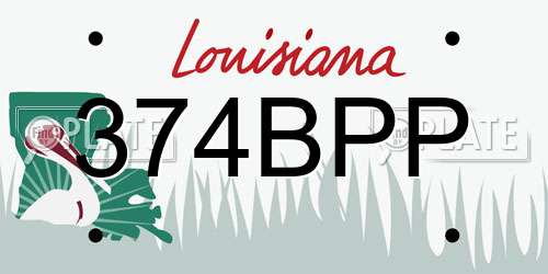 374BPP Louisiana License Plate