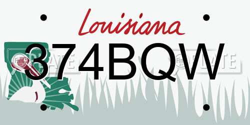 374BQW Louisiana License Plate