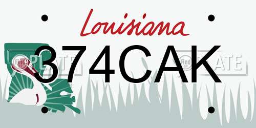 374CAK Louisiana License Plate
