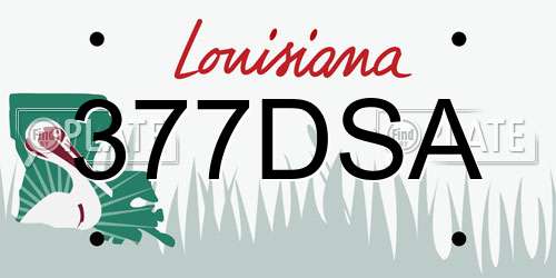 377DSA Louisiana License Plate