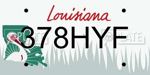 378HYF Louisiana License Plate