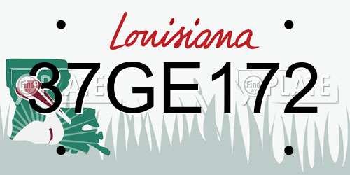 37GE172 Louisiana License Plate