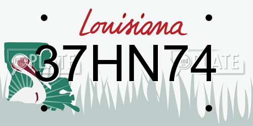 37HN74 Louisiana License Plate
