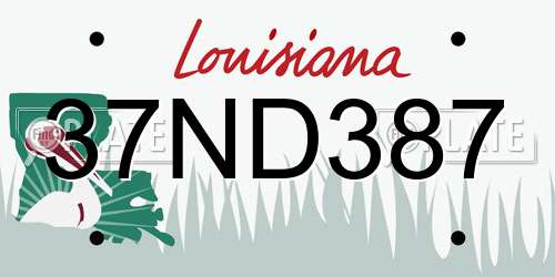 37ND387 Louisiana License Plate