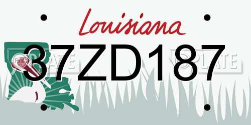 37ZD187 Louisiana License Plate