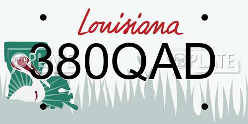 380QAD Louisiana License Plate
