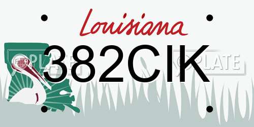 382CIK Louisiana License Plate