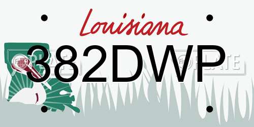 382DWP Louisiana License Plate