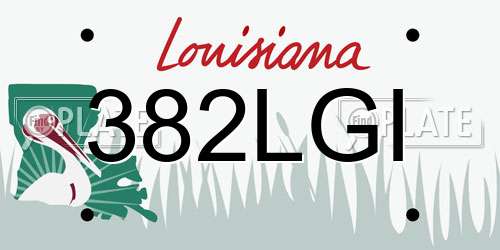 382LGI Louisiana License Plate