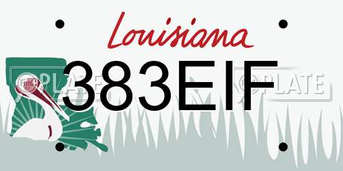 383EIF Louisiana License Plate