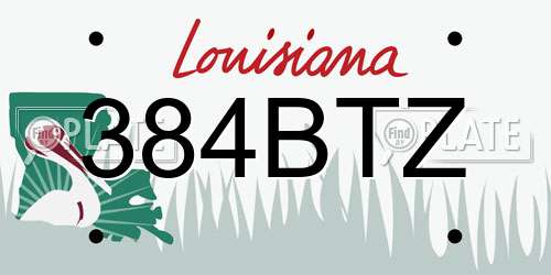 384BTZ Louisiana License Plate