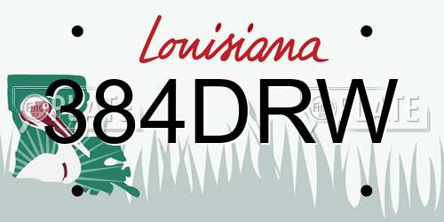 384DRW Louisiana License Plate