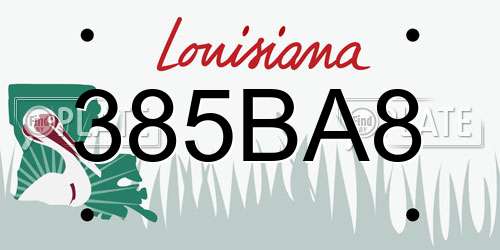 385BA8 Louisiana License Plate