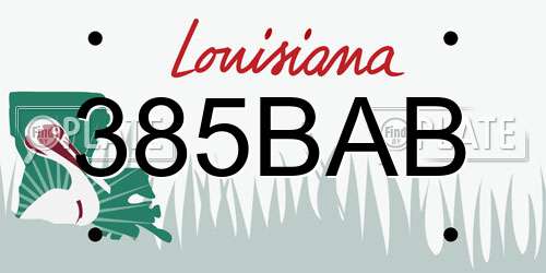 385BAB Louisiana License Plate