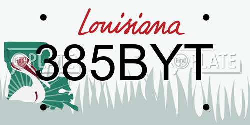 385BYT Louisiana License Plate