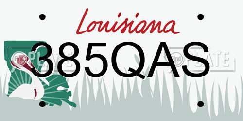 385QAS Louisiana License Plate