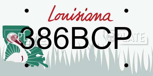 386BCP Louisiana License Plate