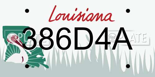 386D4A Louisiana License Plate