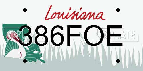 386FOE Louisiana License Plate