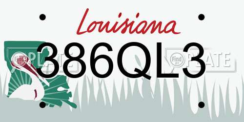 386QL3 Louisiana License Plate