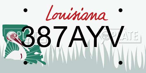 387AYV Louisiana License Plate