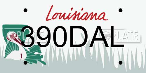 390DAL Louisiana License Plate