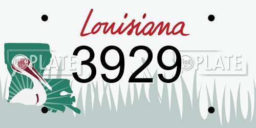 3929 Louisiana License Plate