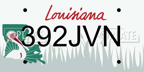392JVN Louisiana License Plate
