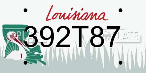 392T87 Louisiana License Plate
