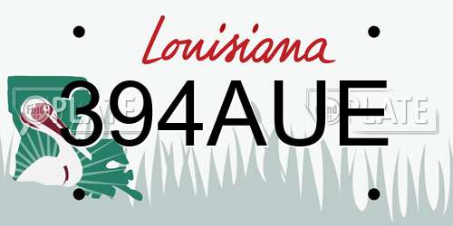 394AUE Louisiana License Plate