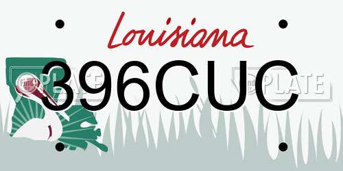 396CUC Louisiana License Plate