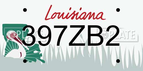 397ZB2 Louisiana License Plate