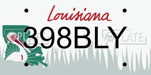 398BLY Louisiana License Plate