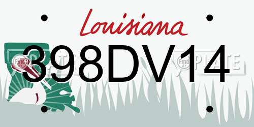 398DV14 Louisiana License Plate
