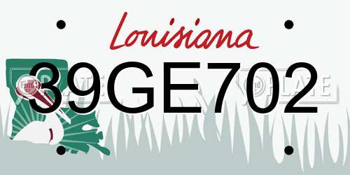 39GE702 Louisiana License Plate