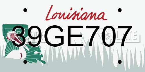 39GE707 Louisiana License Plate