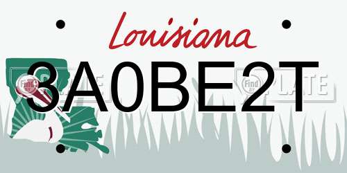 3A0BE2T Louisiana License Plate