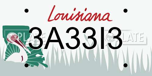 3A33I3 Louisiana License Plate