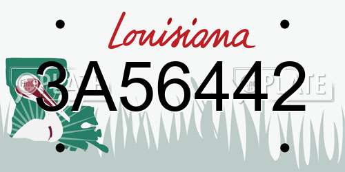 3A56442 Louisiana License Plate