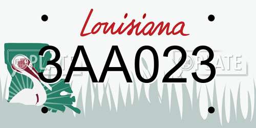 3AA023 Louisiana License Plate