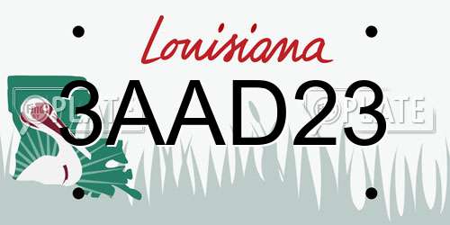 3AAD23 Louisiana License Plate