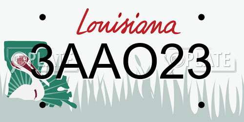 3AAO23 Louisiana License Plate