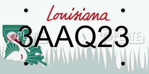 3AAQ23 Louisiana License Plate