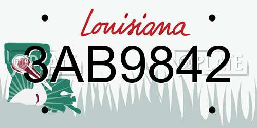 3AB9842 Louisiana License Plate