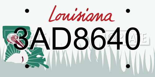 3AD8640 Louisiana License Plate