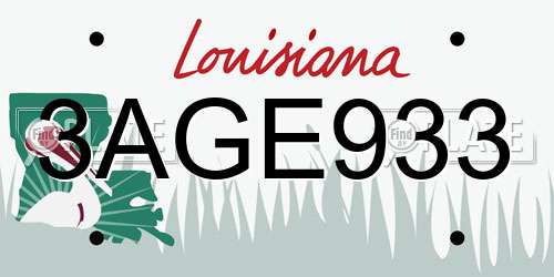 3AGE933 Louisiana License Plate