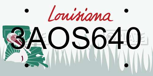 3AOS640 Louisiana License Plate