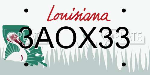 3AOX33 Louisiana License Plate