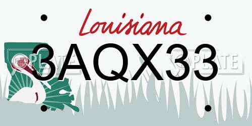 3AQX33 Louisiana License Plate